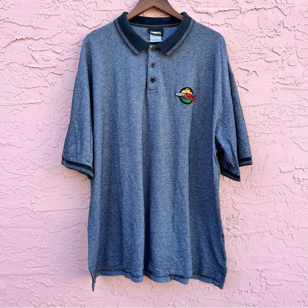 Vintage ESPN Zone Polo Shirt Cotton Mens Size XXL Faded
